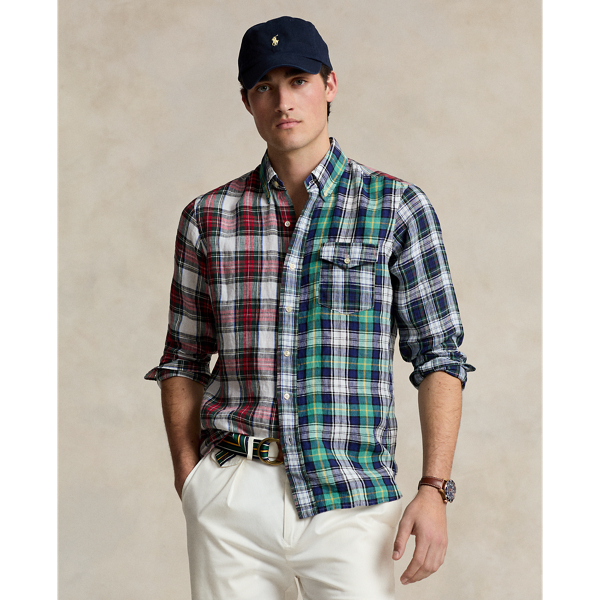 POLO RALPH LAUREN】クラシック フィット チェック リネン ファン 