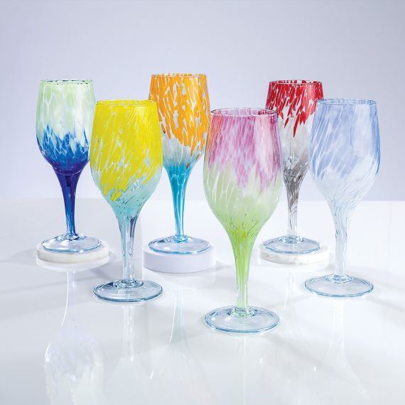 Mid-Century Modern Multicolor Set of Six Murano Drinking Glasses