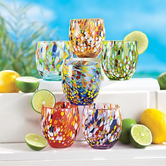 Murano Confetti Drinking Glasses, Handmade Glassware
