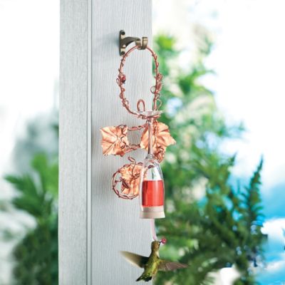 Handmade Copper Hummingbird Feeder Bird Feeder Uno Alla Volta