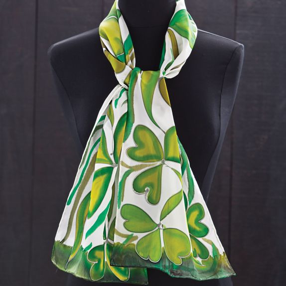 Image result for Joyita's Hand-Painted Silk Shamrock And Clover Scarf
