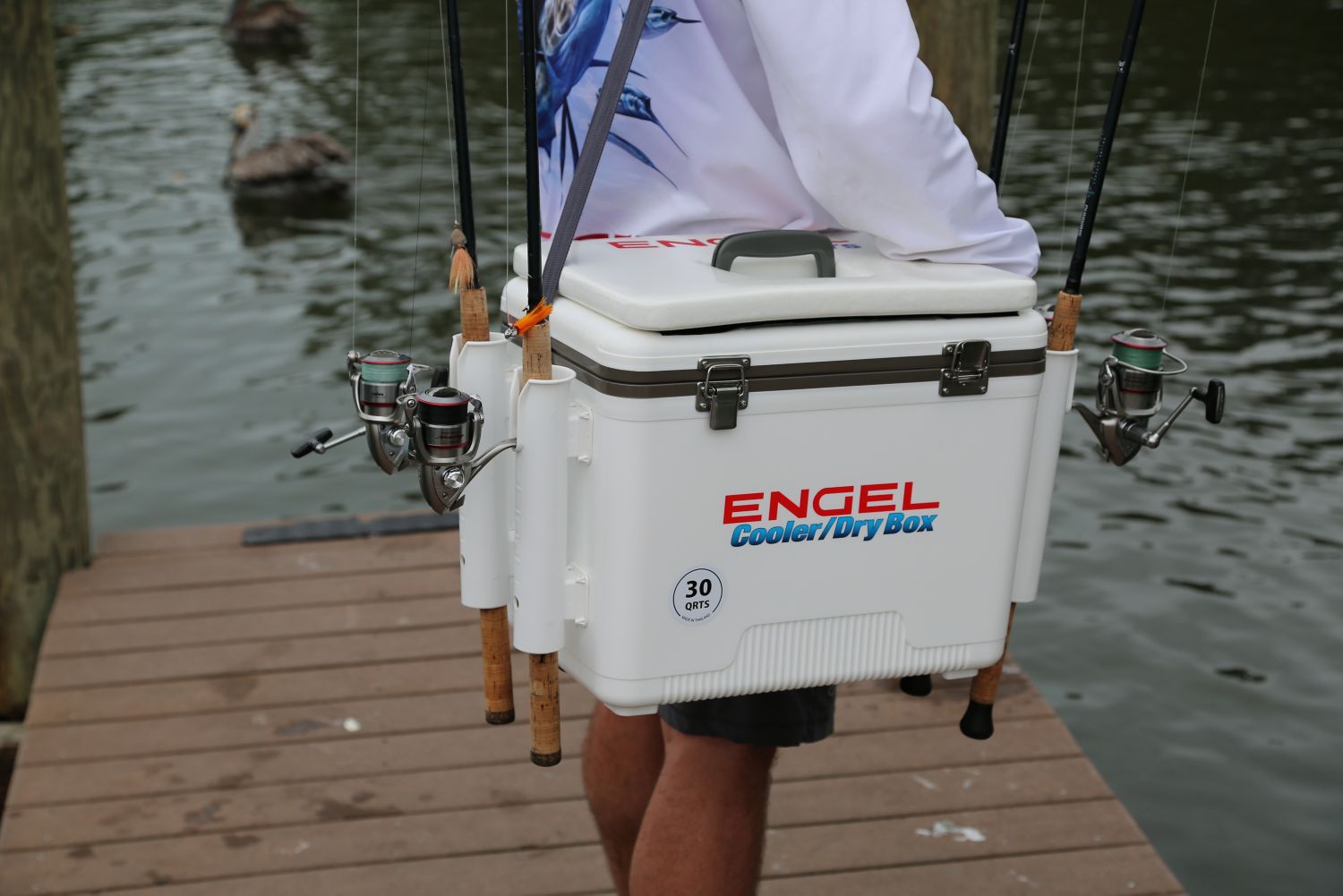 fishing cooler with rod holders