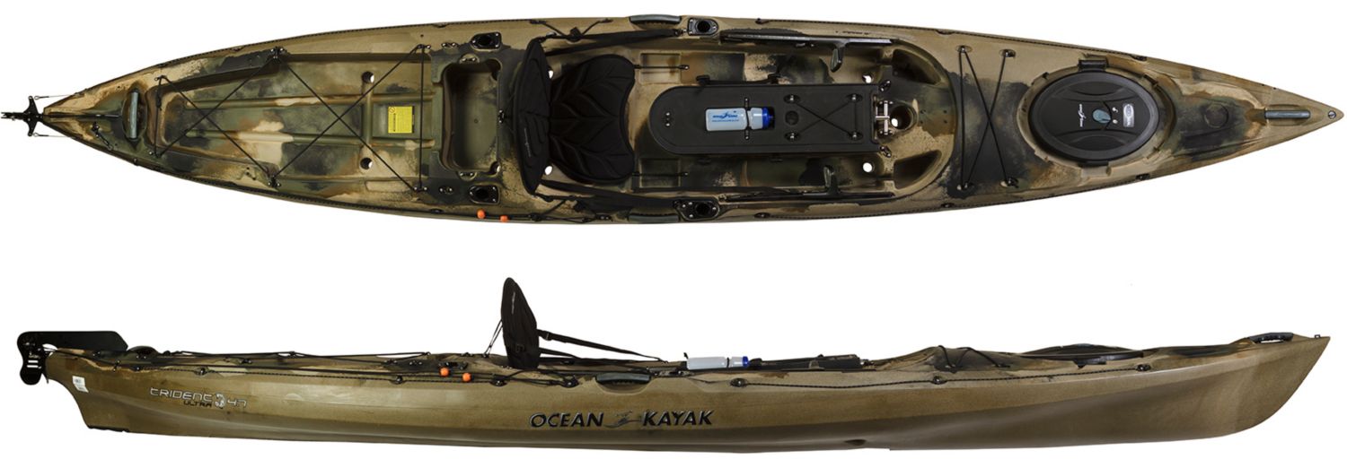 Ocean Kayak Trident Ultra 4 7 Ruddered Kayak Orange Camo Used Austinkayak