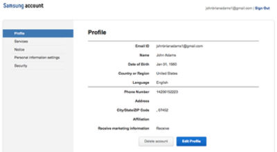 Delete Your Samsung Account