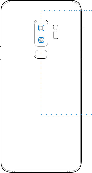 Illustrated rear view image of Galaxy S9+