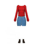 Samsung Galaxy S9 or S9+ AR Personalized Emoji - Red Sweater with Denim Shorts Outfit