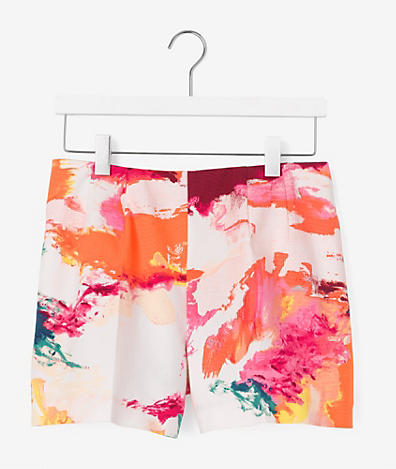 High-Waisted Shorts in Abstract