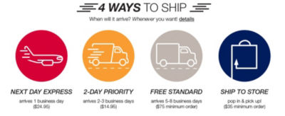 Get Your Items Fast at Stage! Ship Standard, Priority or Express. Fees apply.