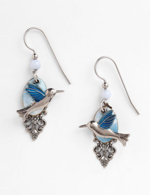 Silver Forest Fashion Hummingbird On Cloud Earrings | Stage Stores