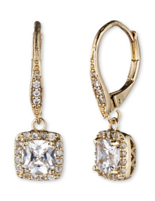 Anne Klein Gold-Tone Pave Crystal Drop Earrings