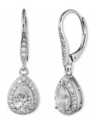 Anne Klein Teardrop Crystal and Pave Drop Earrings