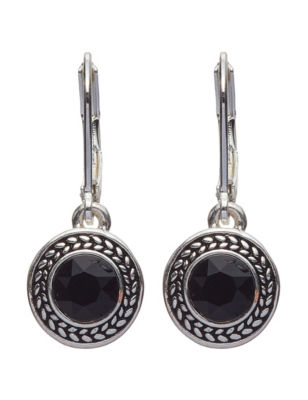 Napier Black Stones Silver Tone Drop Earrings 0 Black/silver tone