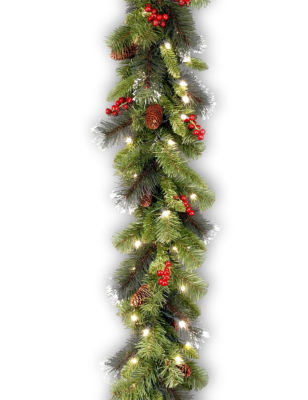 9 FT CRESTWOOD SPRUCE GARLAND W WHITE LED LIGHTS -  - National Tree Company