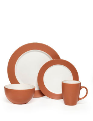 Pfaltzgraff 16pc. Orange & Cream Everyday Harmony Dinnerware Set