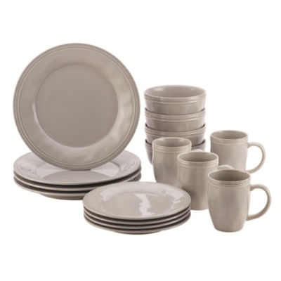 Rachael Ray 16-Piece Cucina Stoneware/Ceramic Dinnerware Set, Gray