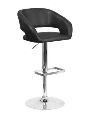 Flash Furniture 32 in. Adjustable Height Black Cushioned Bar Stool, Black Vinyl