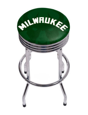 Milwaukee Bucks Chrome Ribbed Bar Stool Stage Stores