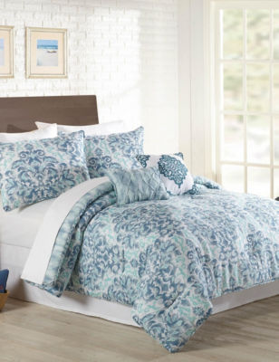 UPC 041808852101 product image for Mary Jane's Home Watercolor Medallion Comforter Set - Blue / White - Queen - Mar | upcitemdb.com