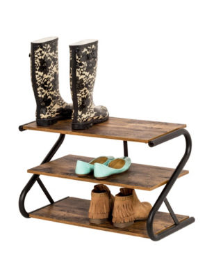 HoneyCanDo Rustic ZFrame Shoe Rack Brown