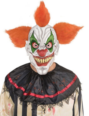 Product Clown With Orange Hair Adult Costume Mask White Multi