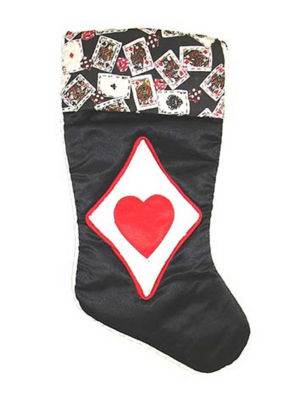 UPC 030075001480 product image for Santa's Best Heart Card Christmas Stocking - Black / White - Santa's Best | upcitemdb.com