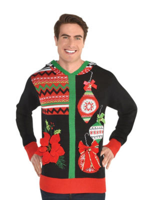 UPC 013051856885 product image for Amscan Ornament Hooded Adult Ugly Christmas Sweater - Red - L/XL - Amscan | upcitemdb.com