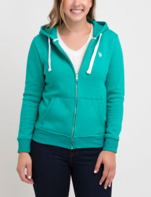 UPC 786667932297 product image for U.S. Polo Assn. Fleece Zip Front Hoodie - Aqua - M - U.S. Polo Assn. | upcitemdb.com