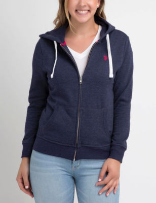 UPC 786667932143 product image for U.S. Polo Assn. Fleece Zip Front Hoodie - Navy - L - U.S. Polo Assn. | upcitemdb.com