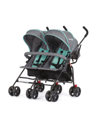 Dream On Me, Volgo Twin Umbrella Stroller In Mint and Dark Grey