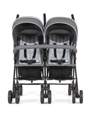 Dream On Me, Volgo Twin Umbrella Stroller In Dark and Light Grey