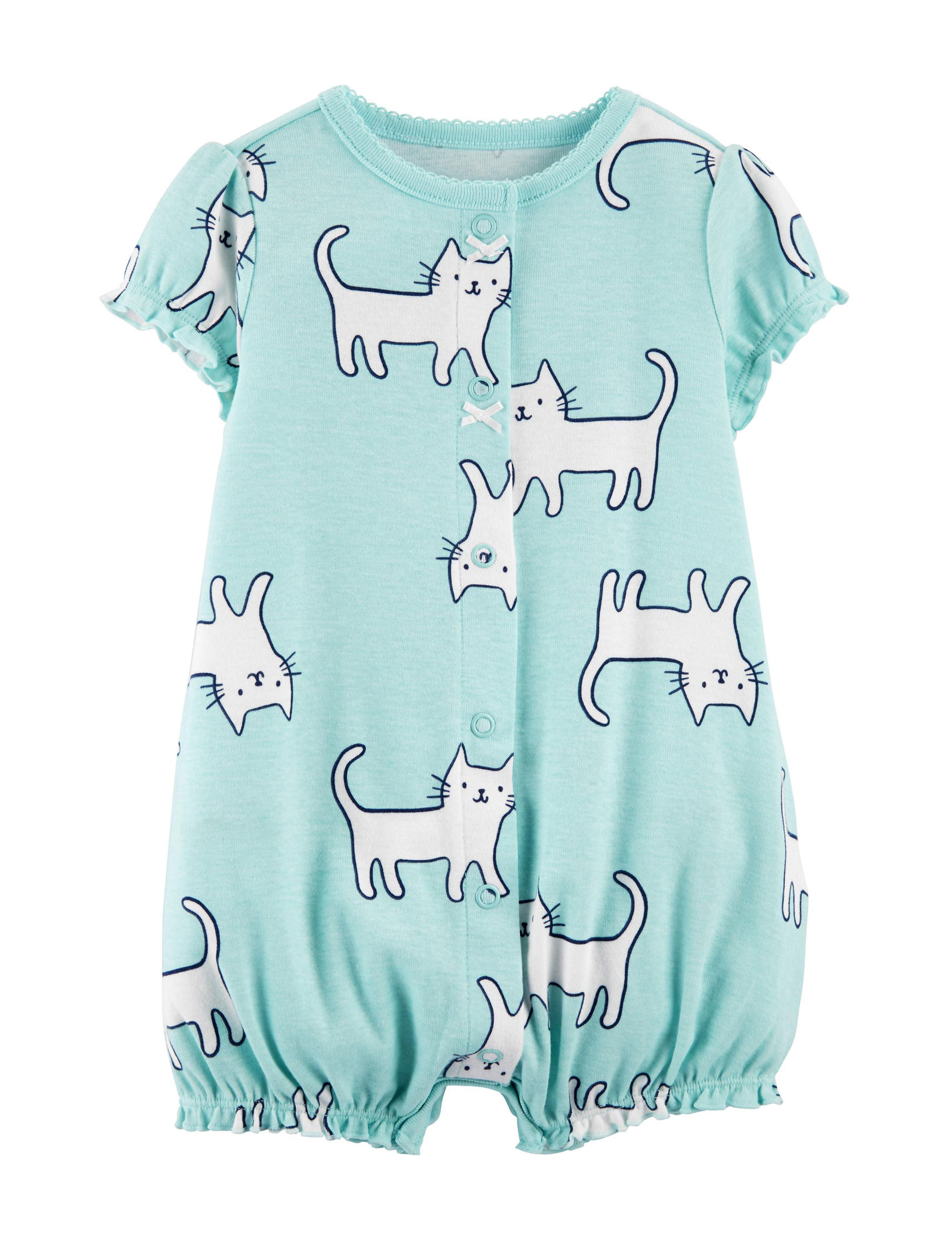 UPC 192135481677 product image for Carter's Cat Ruffle Snap-Up Romper - Baby 0-18 Mos. - Green / White - 12months - | upcitemdb.com