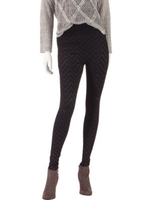 One 5 One Black Chevron Fleece Leggings | Stage Stores