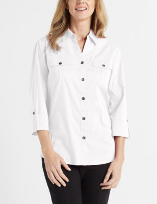 UPC 712439145084 product image for Rebecca Malone Button Down Shirt - White - S - Rebecca Malone | upcitemdb.com