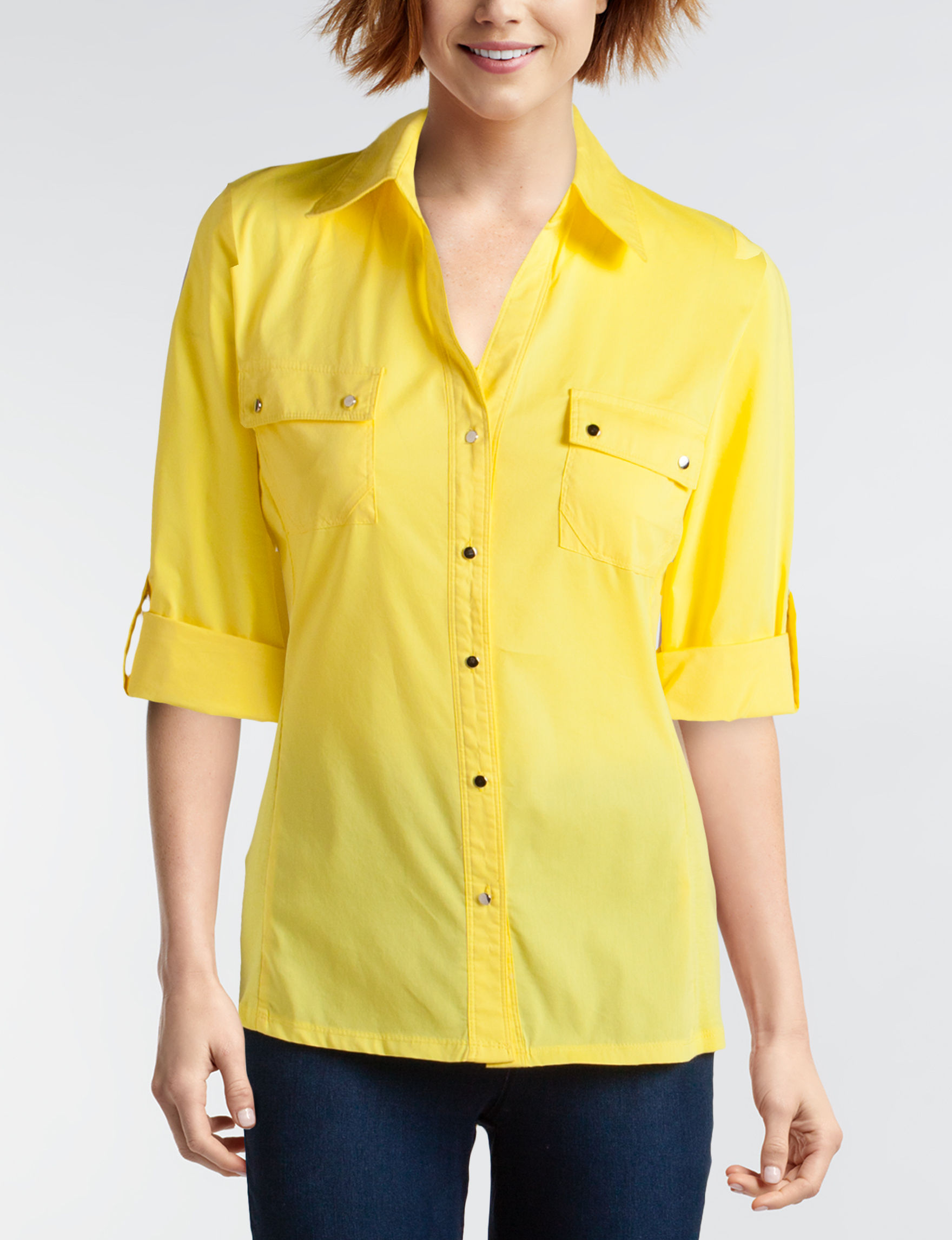 UPC 884148062850 product image for Zac & Rachel Women's Utility Buttoned Top - Bright Yellow - S - Zac & Rachel | upcitemdb.com