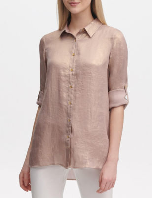 calvin klein metallic foil tunic shir