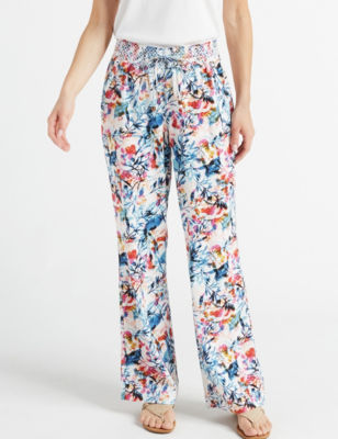 Sound Style Women's Smocked Floral Beach Pants Stage Stores
