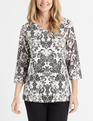 Rebecca Malone Women's Paisley Burnout Knit Top Stage Stores