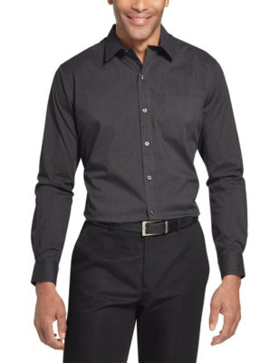 UPC 767672455803 product image for Van Heusen Striped Traveller Woven Shirt - Black Stripe - XXL - Van Heusen | upcitemdb.com