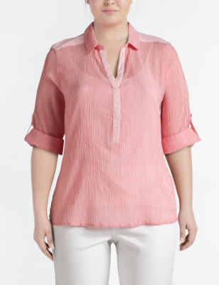 UPC 711309493744 product image for Rebecca Malone Plus-size Striped Popover Top - Orange - 2X - Rebecca Malone | upcitemdb.com