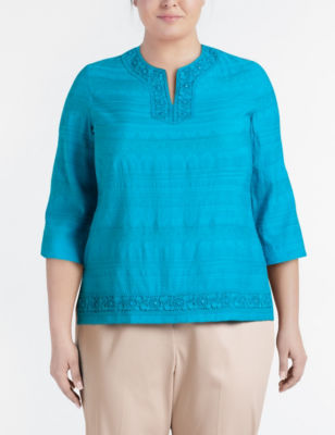 UPC 191608215955 product image for Alfred Dunner Plus-size Textured Tunic Top - Turqouise - 22 - Alfred Dunner | upcitemdb.com