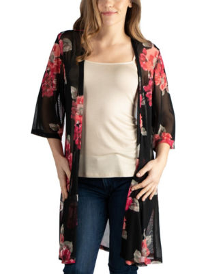 24Seven Comfort Apparel Maternity Floral Kimono Cardigan Stage Stores