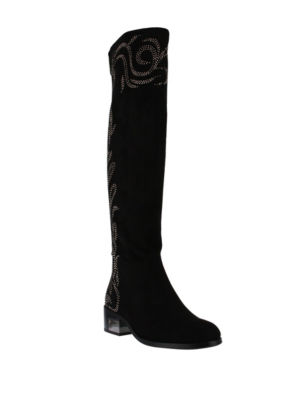 UPC 889796517127 product image for Azura Jani Swirled Rhinestone Boots - Black - 9 - Azura | upcitemdb.com