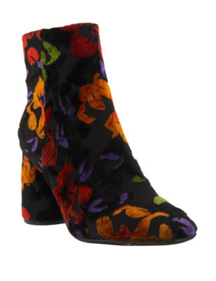 UPC 889796509436 product image for Azura Tarra Floral Velvet Ankle Boots - Black Multi - 8.5 - Azura | upcitemdb.com