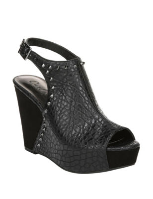 UPC 736716535429 product image for Carlos by Carlos Santana Women's Marcia Studded Wedge Sandals - Black - 6.5 - Ca | upcitemdb.com