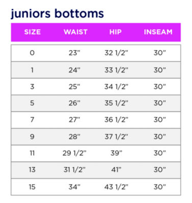 junior size pants