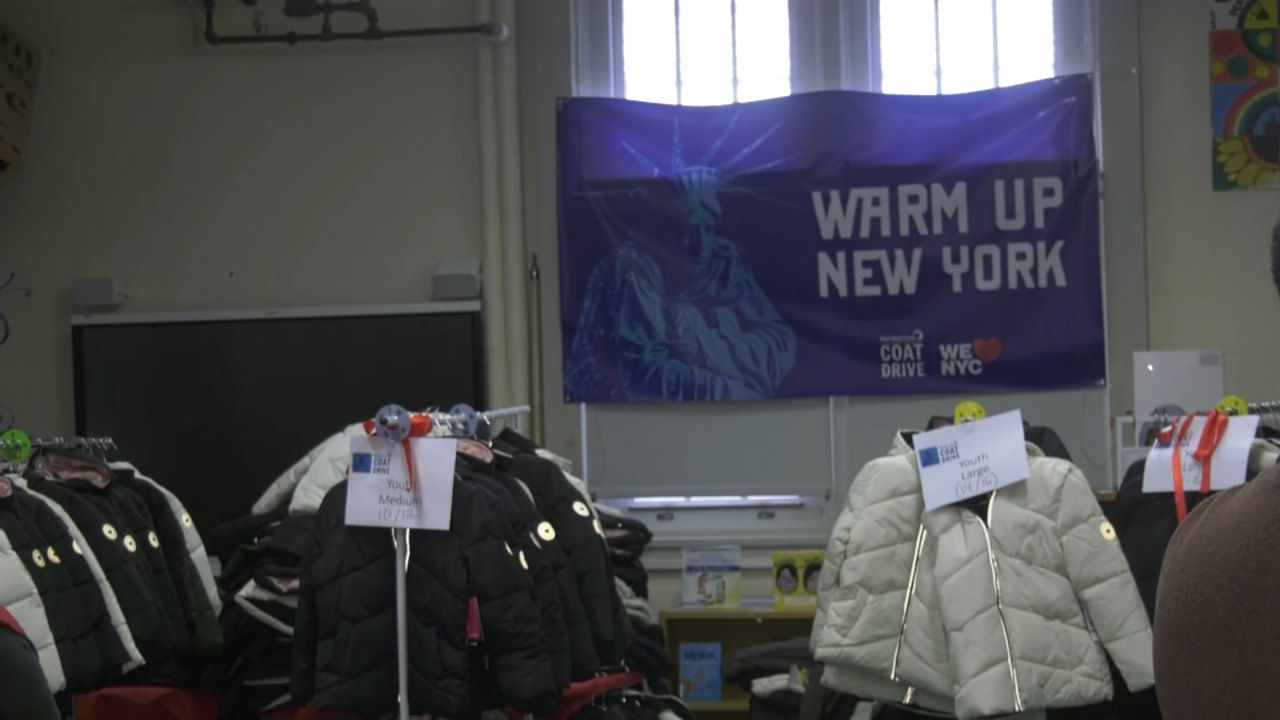 Coats are pictured during a coat drive.