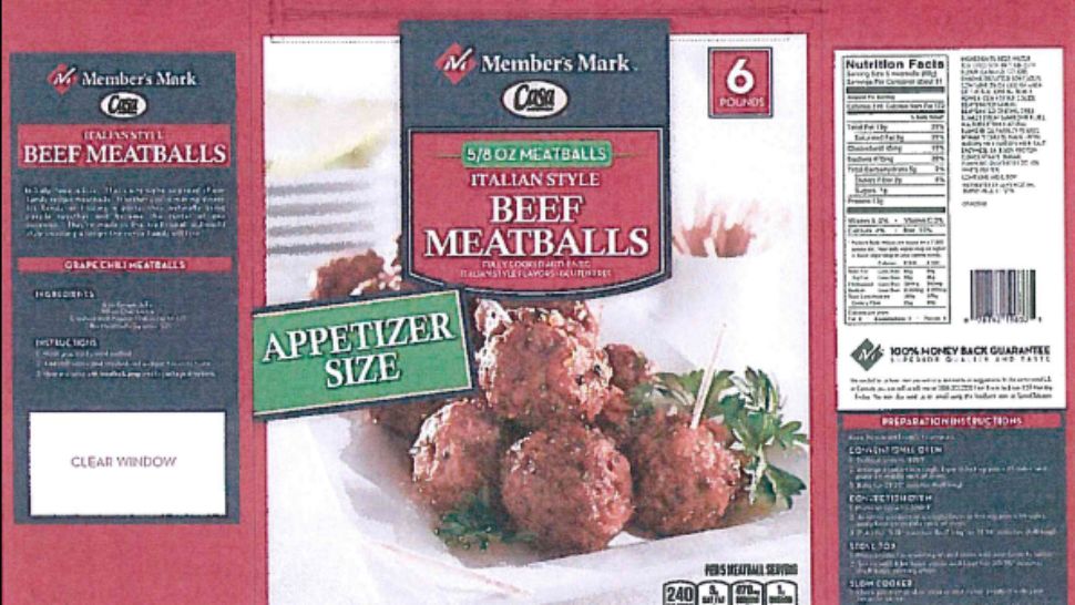 Label of recalled meatballs. Image/USDA