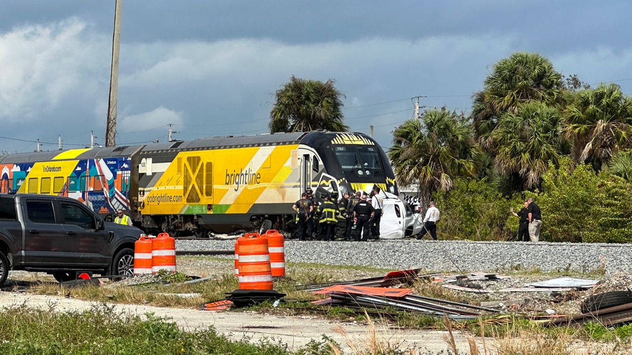 For the second time in a week, a Brightline train has crashed into a vehicle at the intersection of W.H. Jackson Street and U.S. 1 in Melbourne, according to the police department. (Spectrum News/Jonathan Shaban)