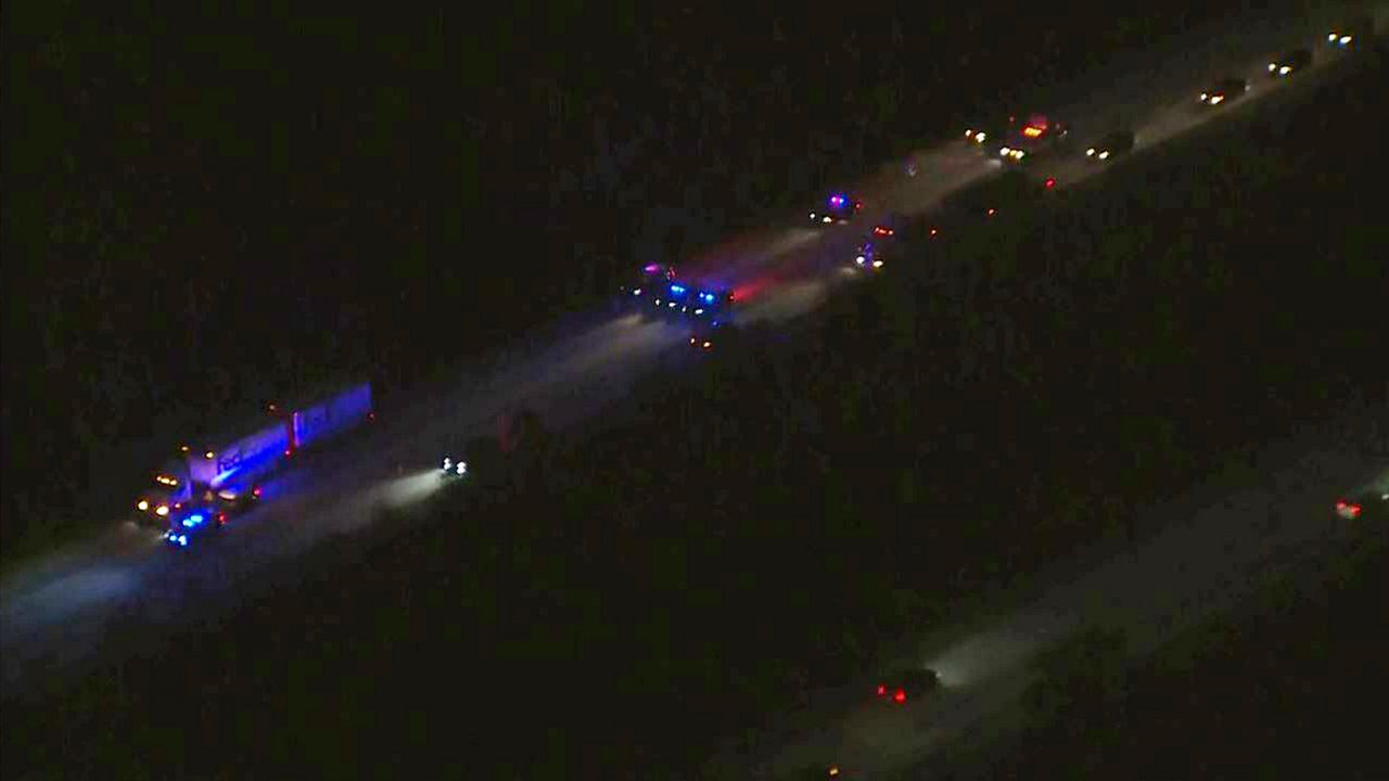 A FedEx driver was killed in a crash on Interstate 4 in Volusia County early Wednesday. (Sky 13)