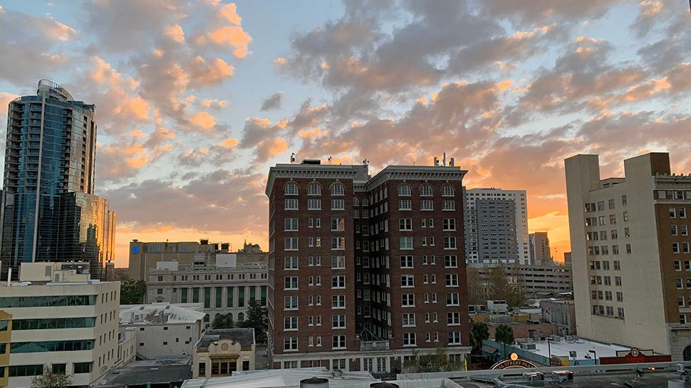 The sun was just about to creep over downtown Orlando and greet the City Beautiful to a new day on Wednesday, January 23, 2019. (Anthony Leone/Spectrum News 13)